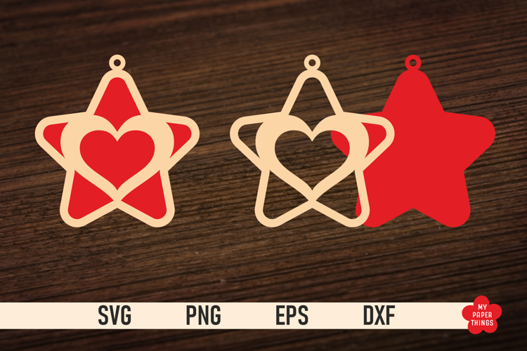 Christmas Star Ornament SVG, Star laser cut files