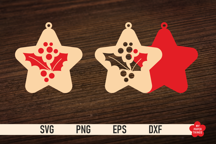 Christmas Star Ornament SVG, Star laser cut files