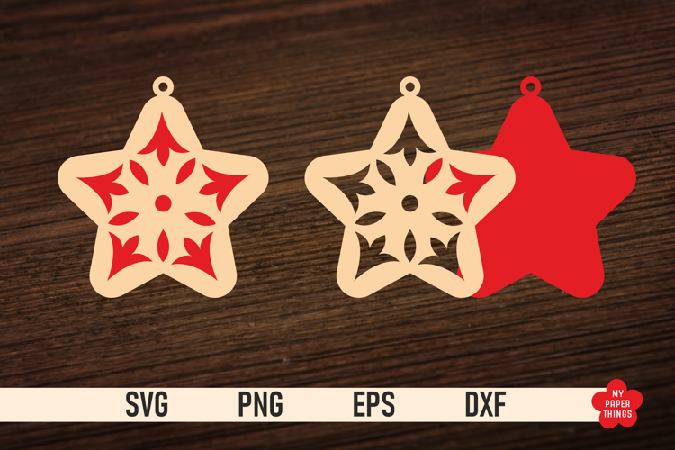 Christmas Star Ornament SVG, Star laser cut files