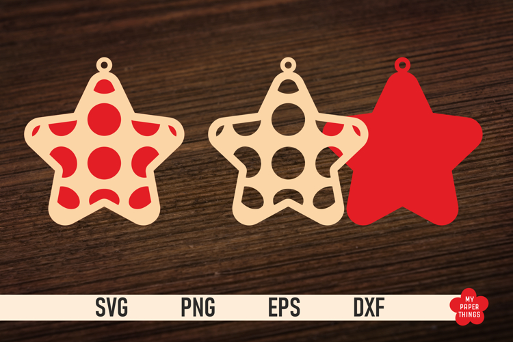 Christmas Star Ornament SVG, Star laser cut files