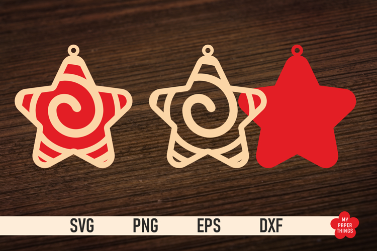Christmas Star Ornament SVG, Star laser cut files