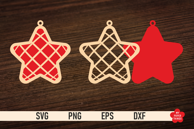 Christmas Star Ornament SVG, Star laser cut files