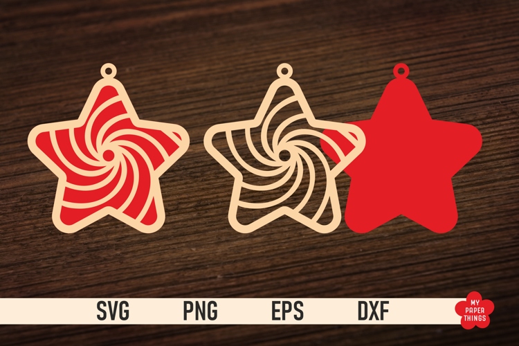 Christmas Star Ornament SVG, Star laser cut files