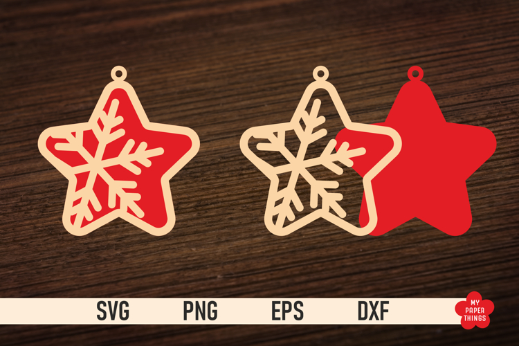 Christmas Star Ornament SVG, Star laser cut files
