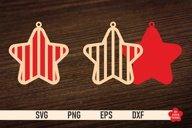 Christmas Star Ornament SVG, Star laser cut files
