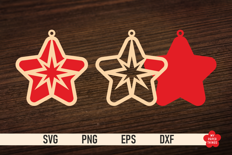 Christmas Star Ornament SVG, Star laser cut files