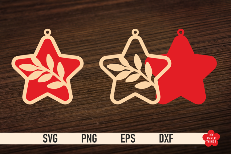 Christmas Star Ornament SVG, Star laser cut files
