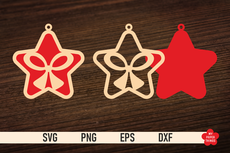Christmas Star Ornament SVG, Star laser cut files
