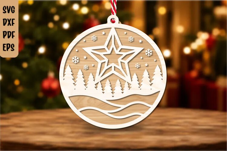 Christmas Star Tree Ornament SVG Cut File example image 1