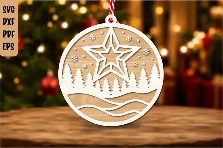 Christmas Star Tree Ornament SVG Cut File