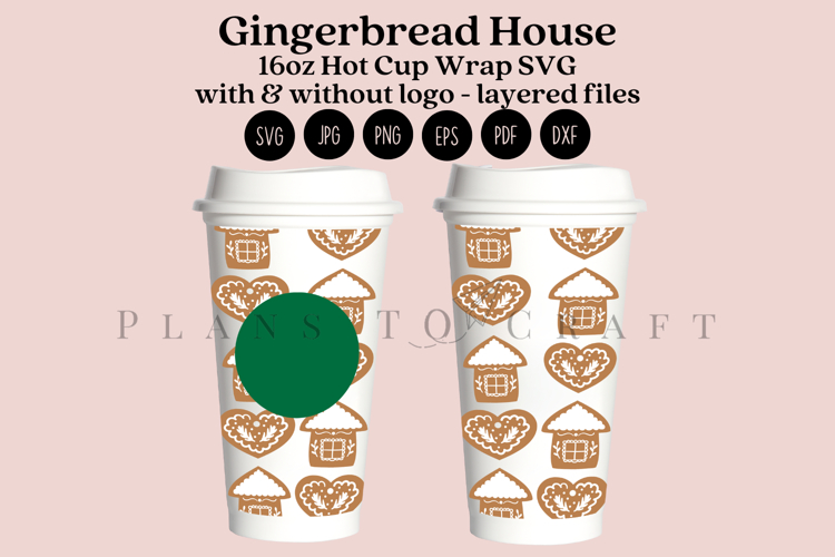 Gingerbread House Christmas 16oz Hot Cup Tumbler Wrap SVG