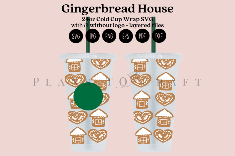Gingerbread House 24oz Cold Cup Tumbler Wrap SVG