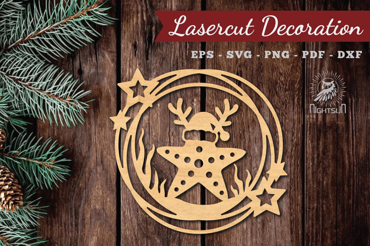 Christmas Starfish Lasercut Round SVG
