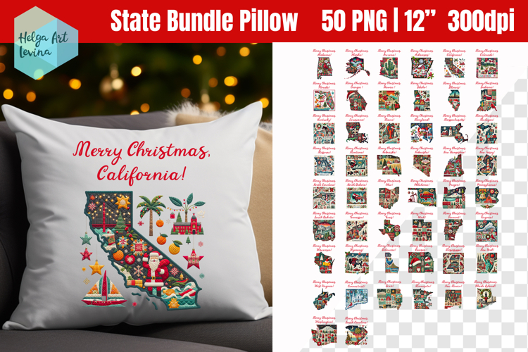 Christmas State Patchwork Sublimation, Clipart