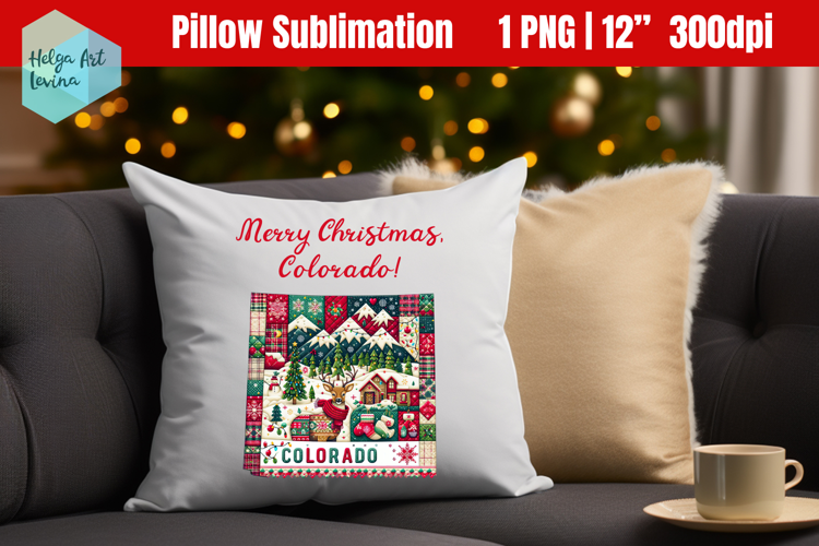 Christmas State Patchwork Sublimation, Pillow