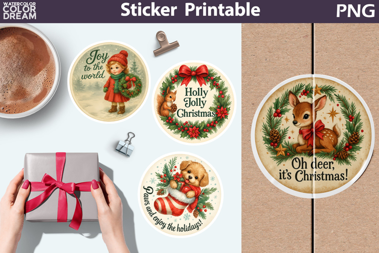 Vintage Christmas Sticker | Retro Quotes Round Sticker