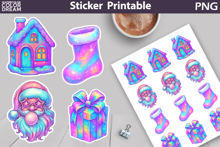 Iridescent Christmas Sticker | Pink Christmas Sticker