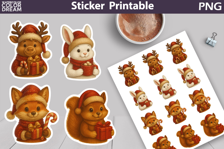 Vintage Christmas Sticker | Cute Animals Sticker