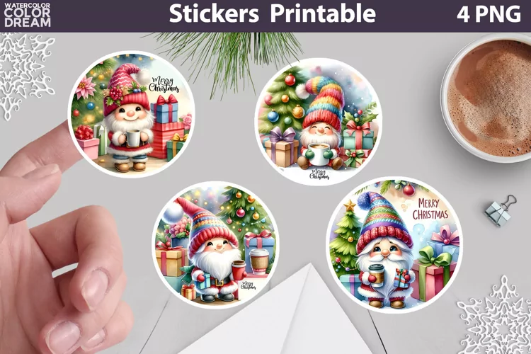 Cute Christmas Gnome Sticker | Christmas Sticker Printable