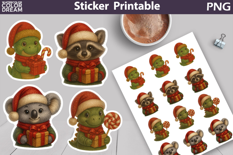 Vintage Christmas Sticker | Cute Animals Sticker
