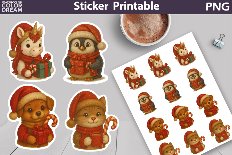 Vintage Christmas Sticker | Cute Animals Sticker