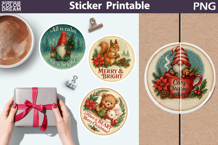 Vintage Christmas Sticker | Retro Quotes Round Sticker
