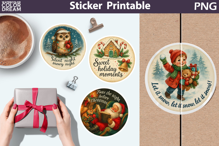 Vintage Christmas Sticker | Retro Quotes Round Sticker