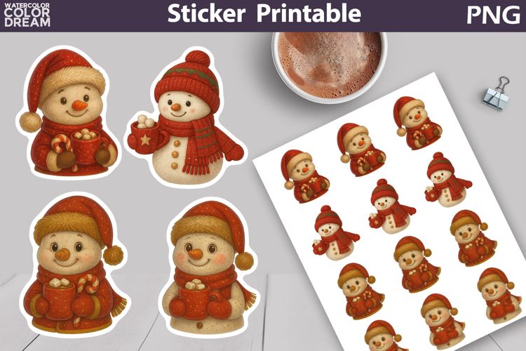 Vintage Christmas Sticker | Cute Snowman Sticker