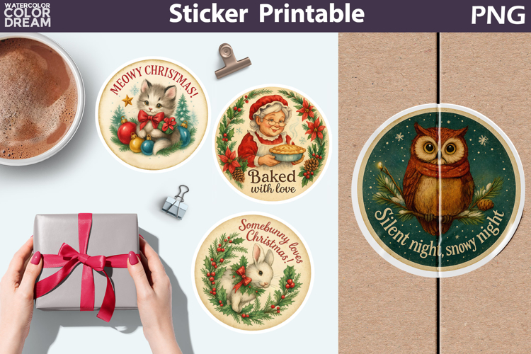 Vintage Christmas Sticker | Retro Quotes Round Sticker