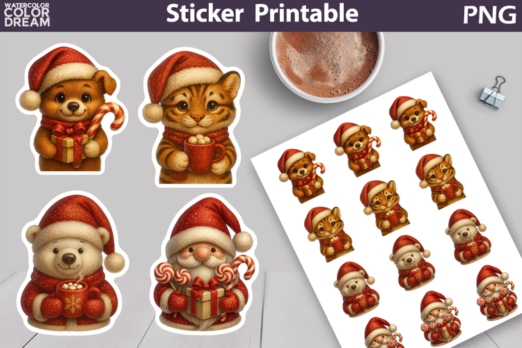 Vintage Christmas Sticker | Cute Animals Sticker