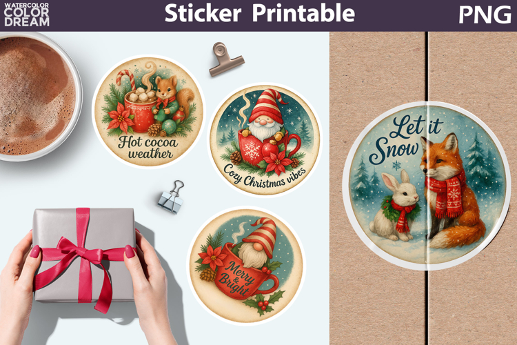 Vintage Christmas Sticker | Retro Quotes Round Sticker