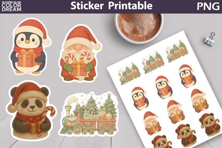 Vintage Christmas Sticker | Cute Animals Sticker