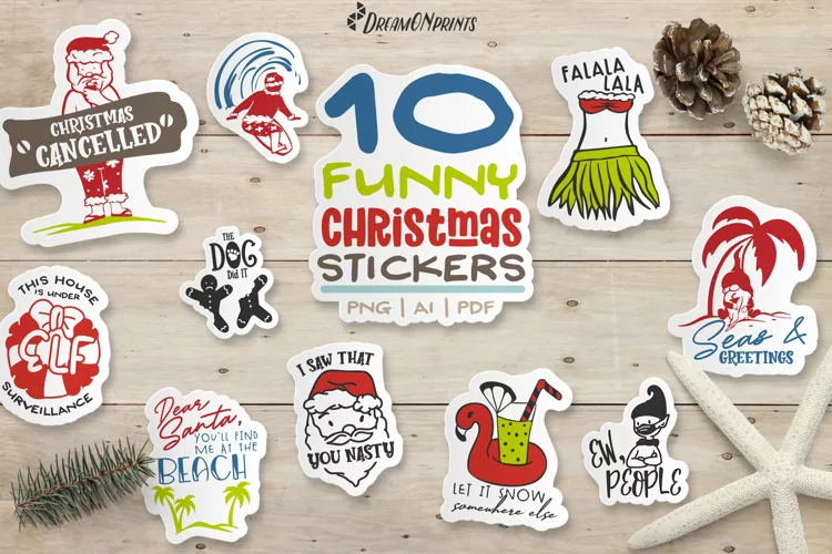 Christmas Sticker Bundle | Funny Christmas Printable Sticker