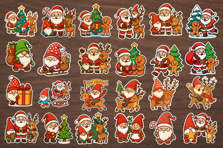 Christmas sticker design Bundle, Funny gnome sticker design