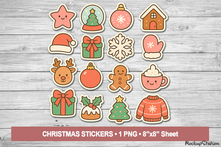 Vintage Christmas Stickers Cute Girly Kawaii PNG Clipart