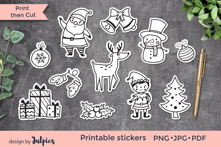 Christmas Black And White Stickers