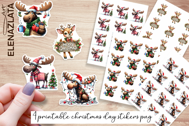 Cute christmas moose Stickers | Christmas Stickers