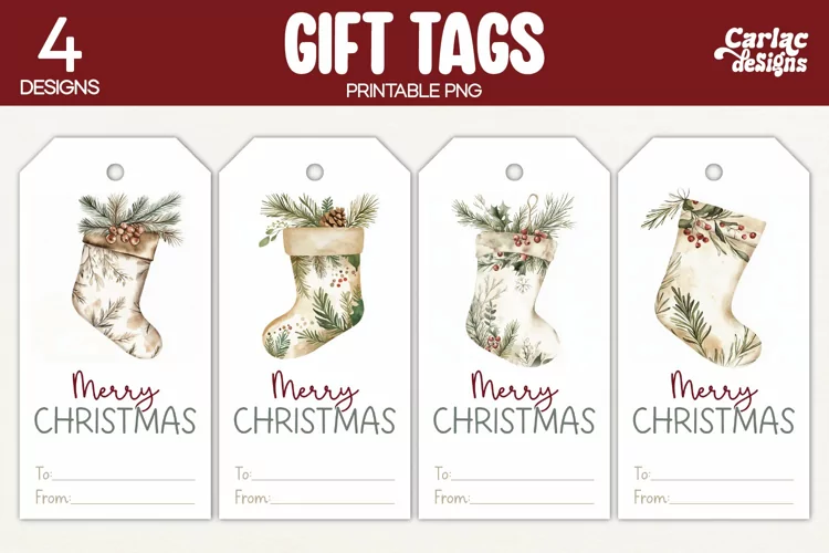 Christmas Gift Tags, Merry Christmas Printable Tags