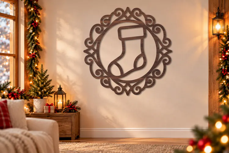 Christmas Stocking Laser Cut Wall Art