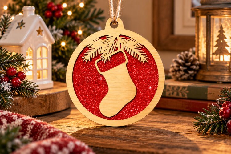 Christmas Stocking Ornament SVG example image 1