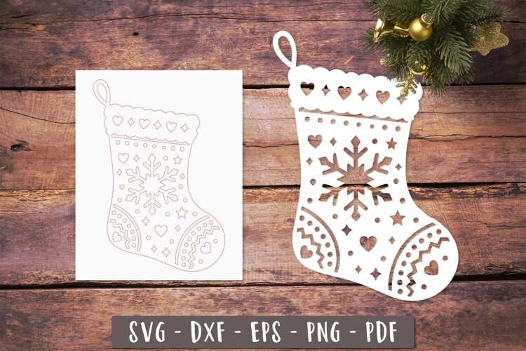Christmas Stocking SVG Laser Cut Ornament stock