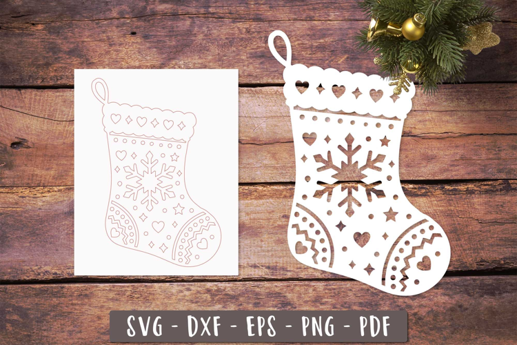 Christmas Stocking SVG Laser Cut Ornament stock