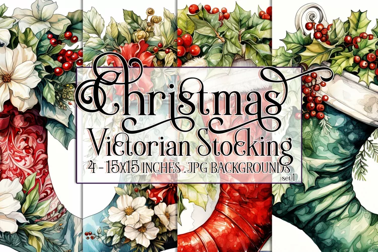 Christmas Background, Victorian Stocking, Christmas Stocking