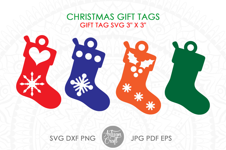 Christmas stockings gift tag SVG cut file, gift tag SVG