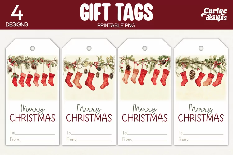 Christmas Gift Tags, Merry Christmas Printable Tags