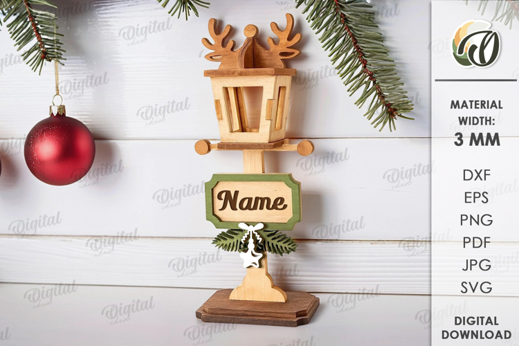 Christmas Street Lamp Place Name Stand Laser Cut