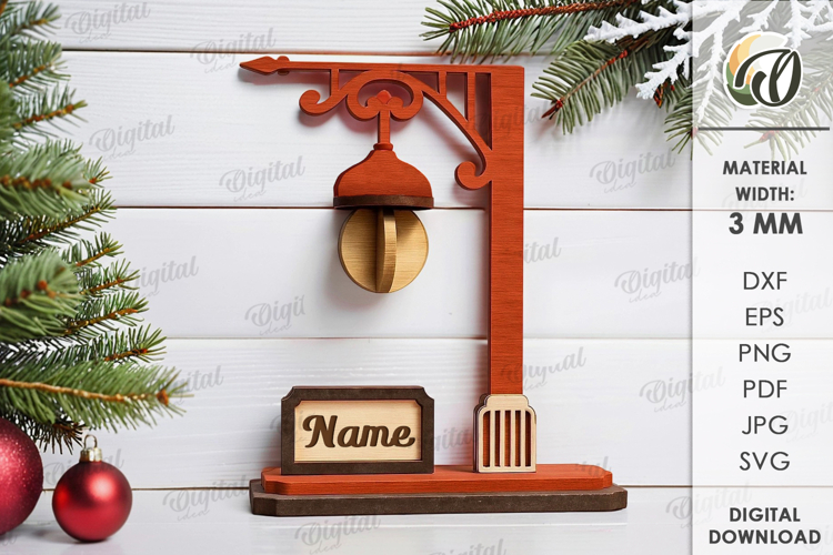 Christmas Street Lamp Place Name Stand Laser Cut