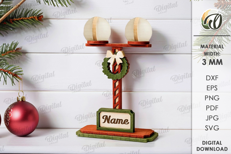 Christmas Street Lamp Place Name Stand Laser Cut