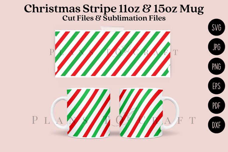 Christmas Stripe 11 15oz Coffee Mug SVG Cut   Sublimation