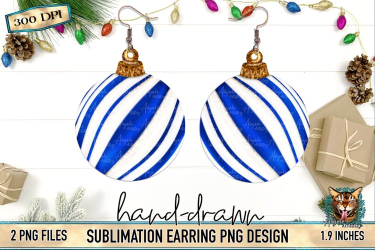 Striped Ornaments, Ornament Earrings, Sublimation Earrings, Sublimation Design, Festive Ornament